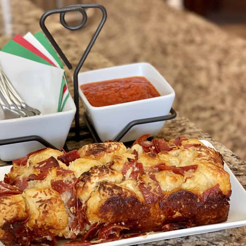 A tray of pizza monkey bread.