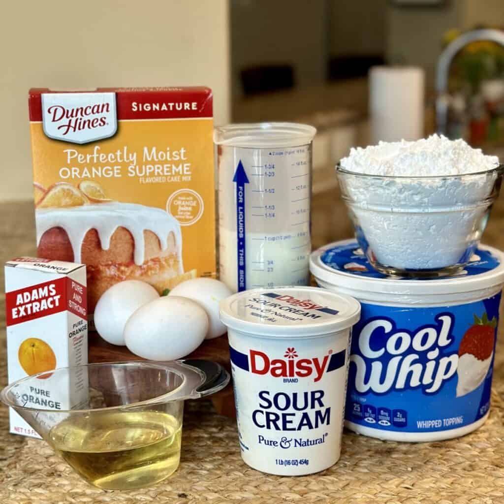 The ingredients to make a dreamsicle cake.