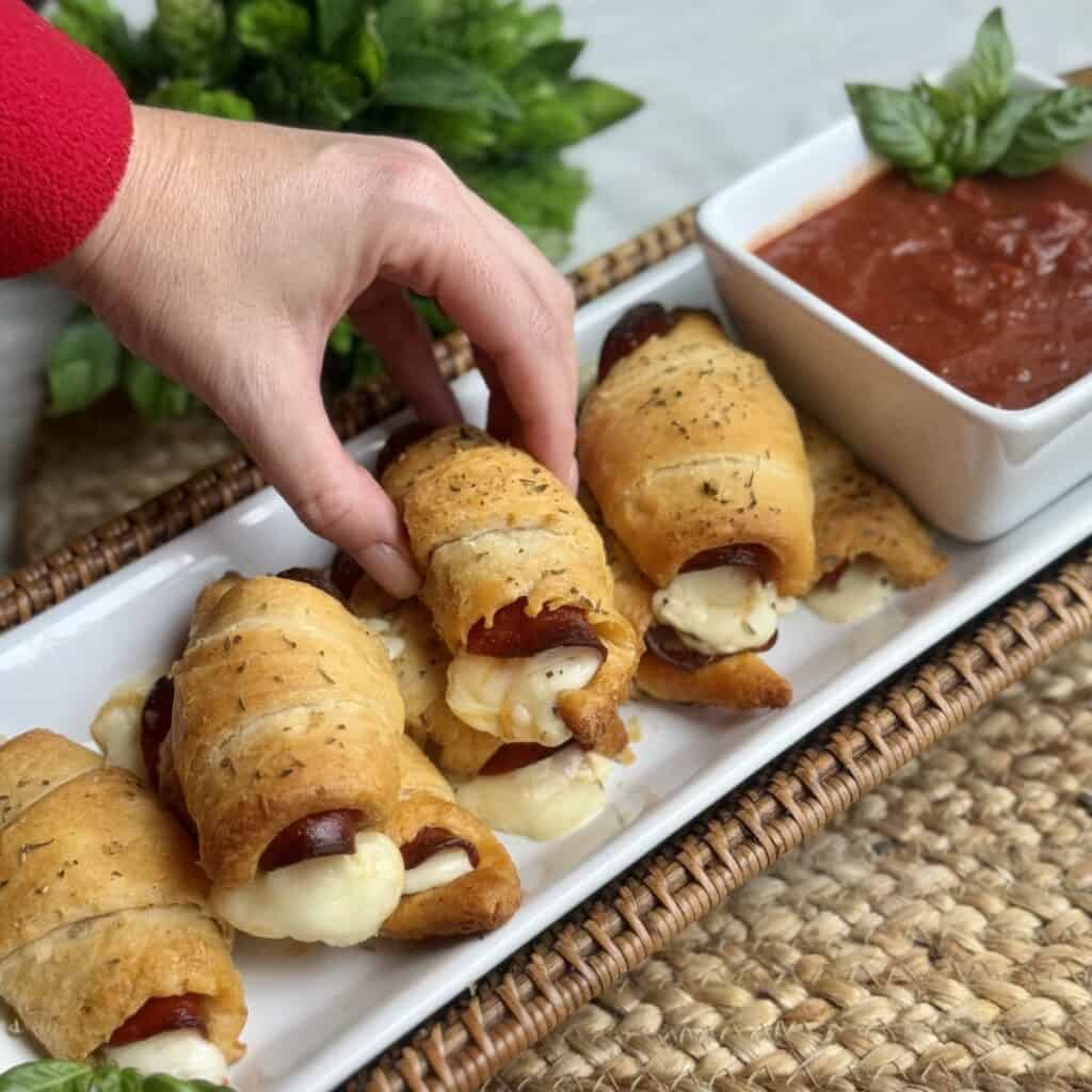 A tray of pizza crescent rolls.