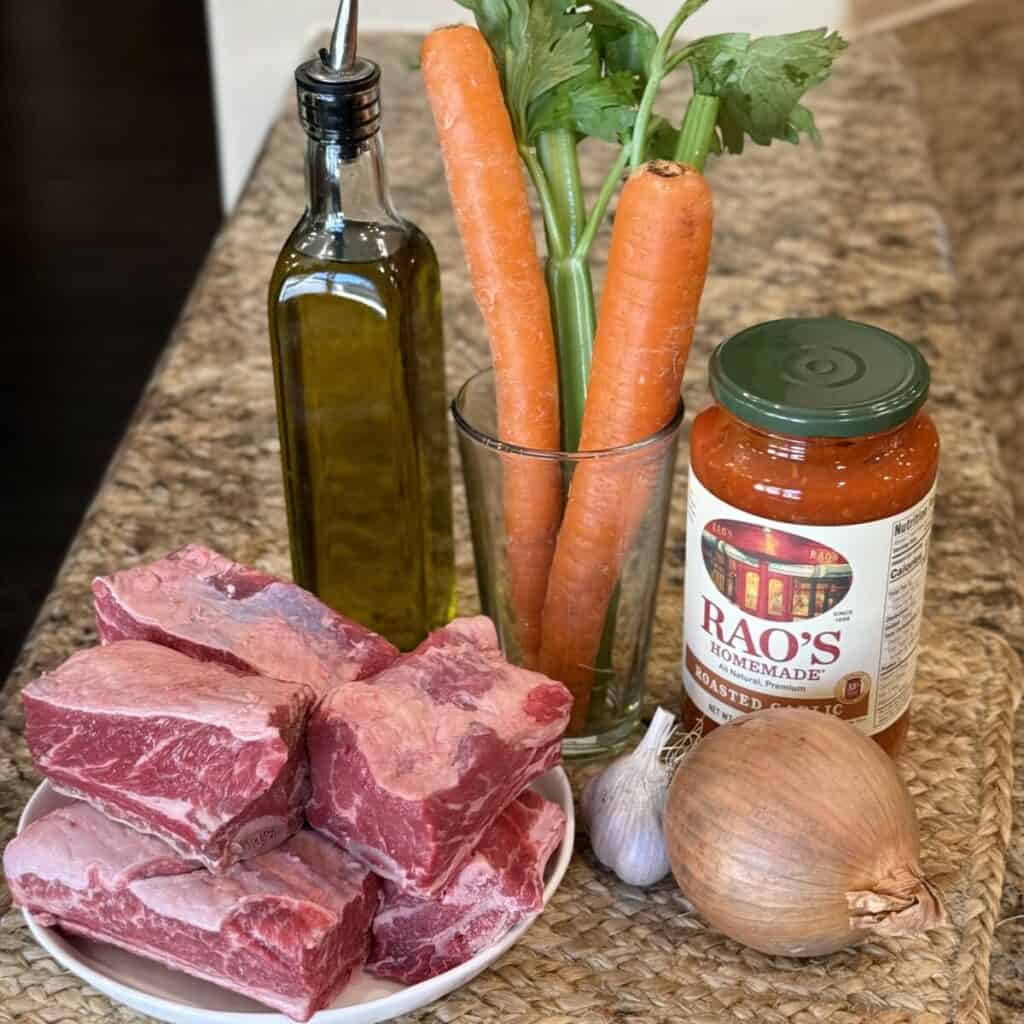 The ingredients to make Short Rib Ragu.