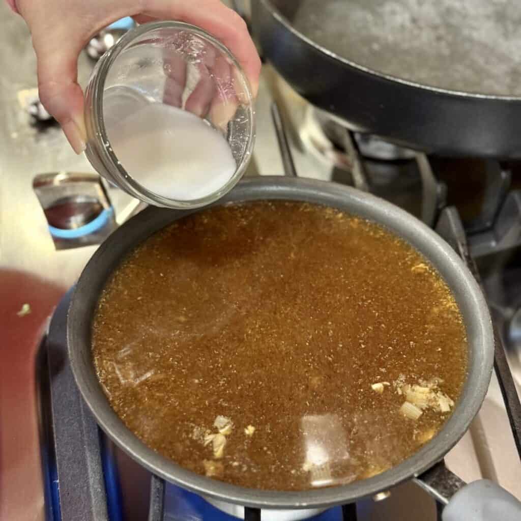 Making beef gravy.