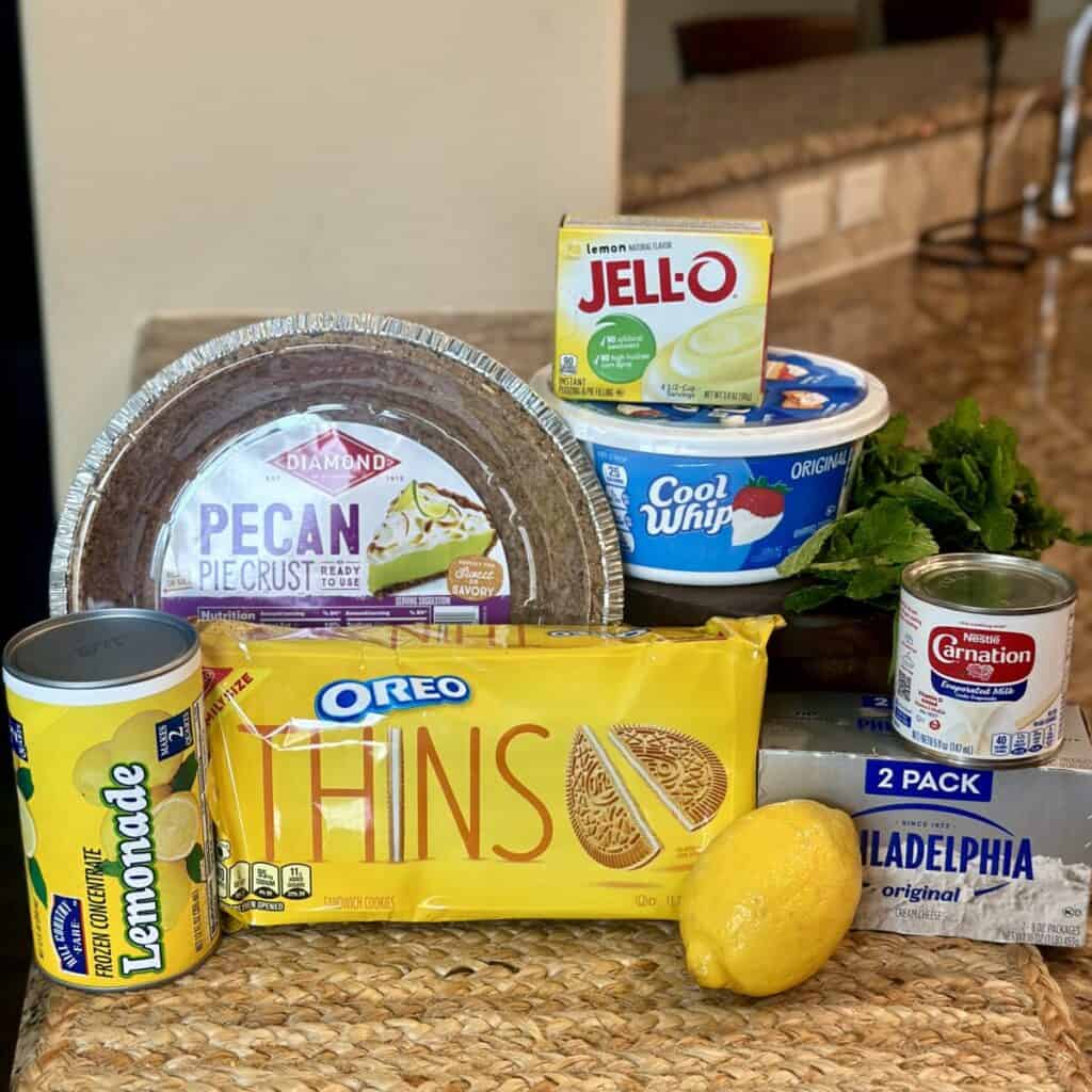 The ingredients to make a lemon cream pie.