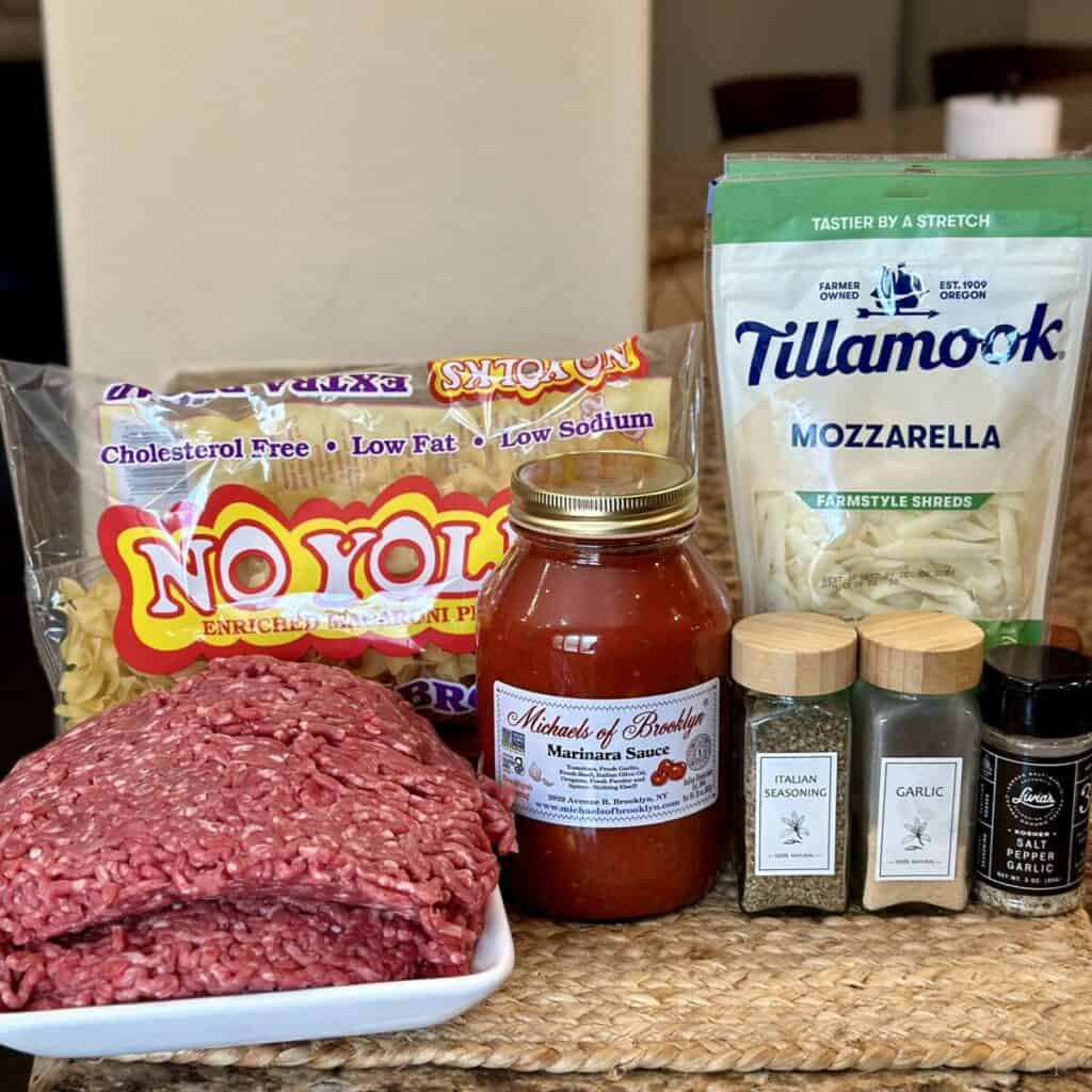 The ingredients to make lazy lasagna.