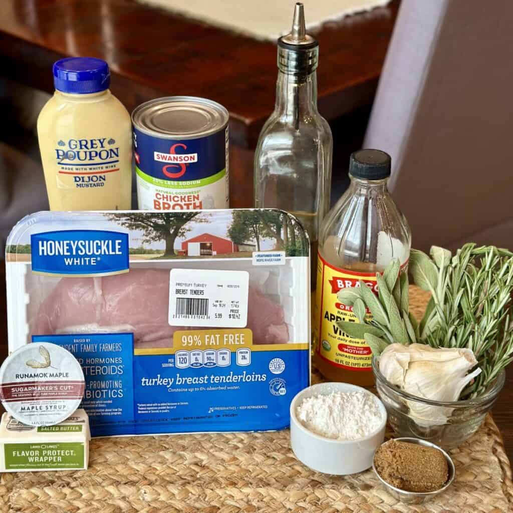 The ingredients to make turkey tenderloin.