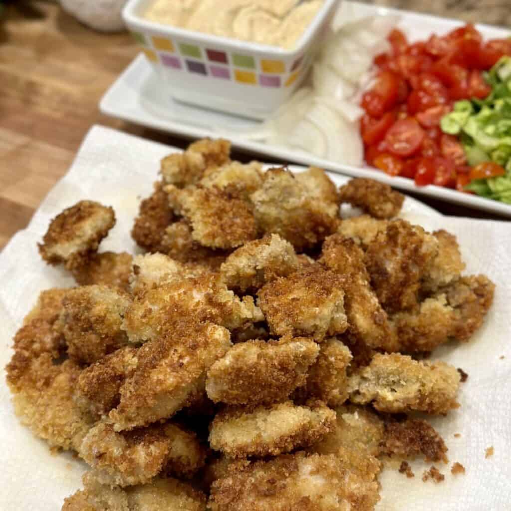 A plate of fried chicken.