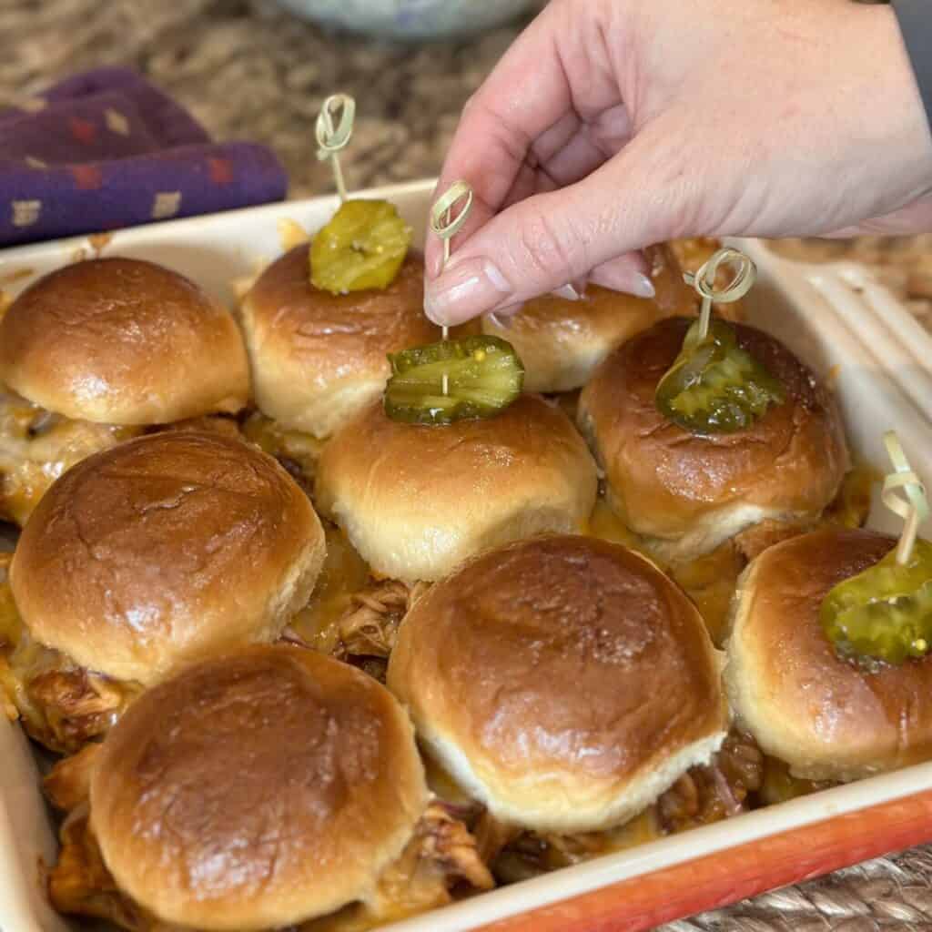 Adding a pickle skewer to the top of sliders.