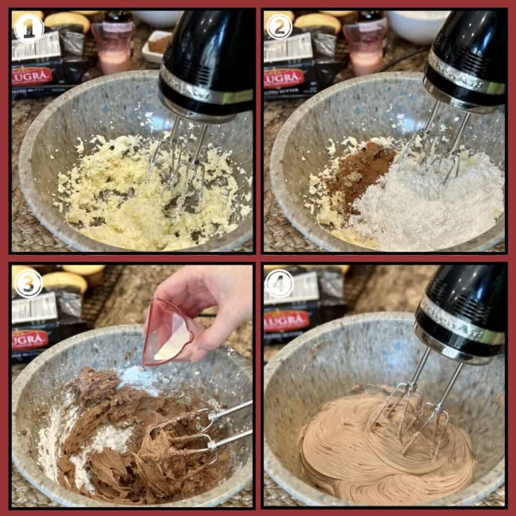 Steps shown to make icing.