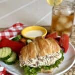 A croissant chicken salad sandwich.