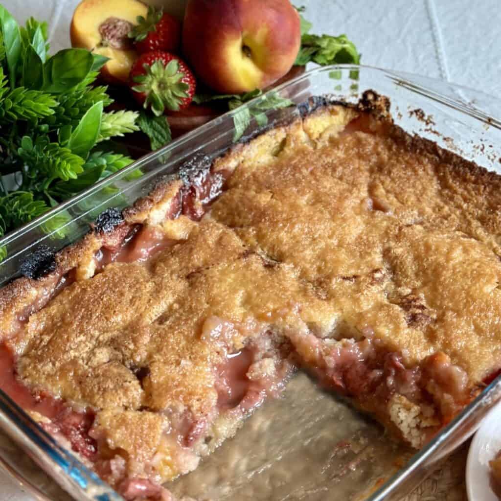 A strawberry peach cobbler.