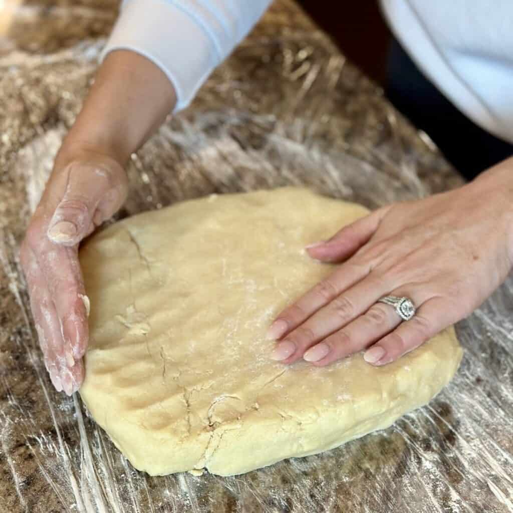 Shaping dough to be refrigerated.