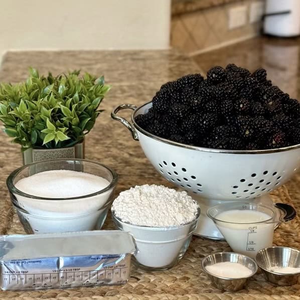 Ingredients to make blackberry dumplings.