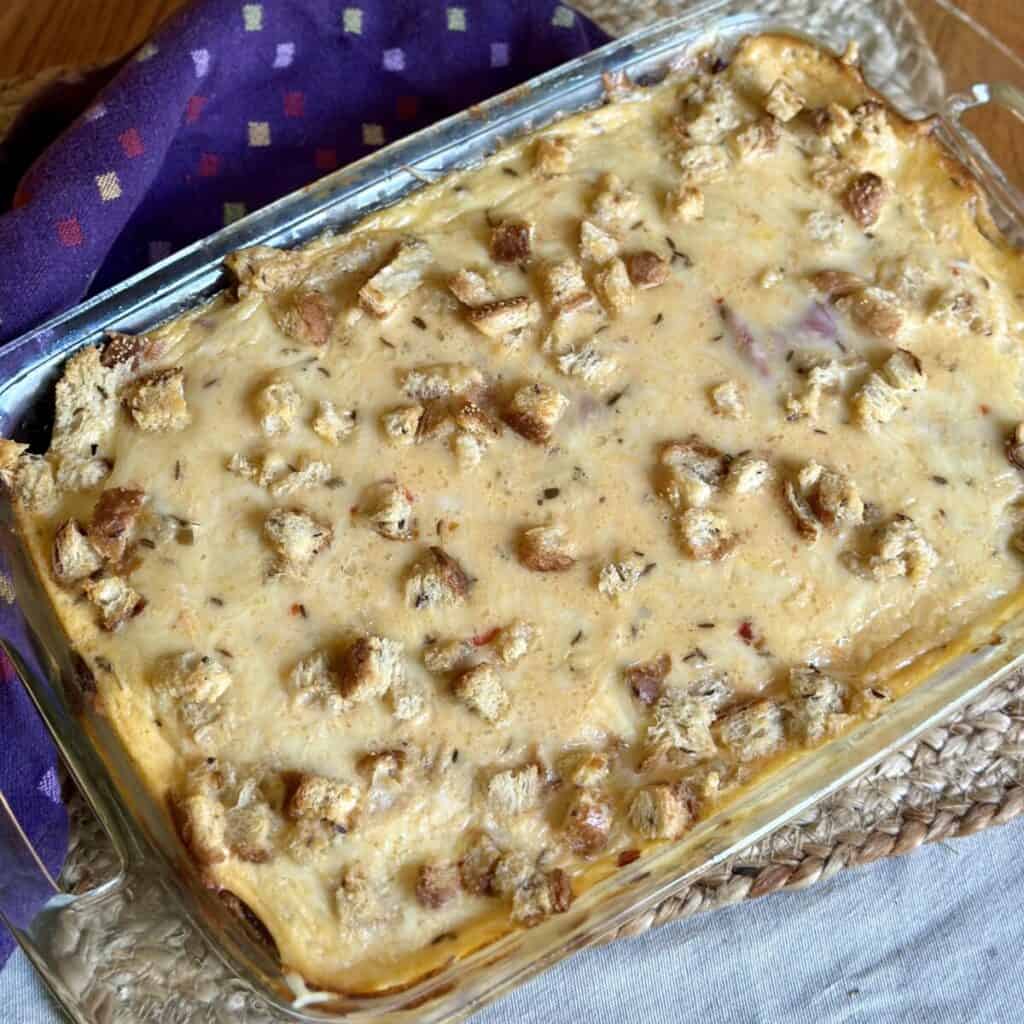 A dish of Reuben casserole.