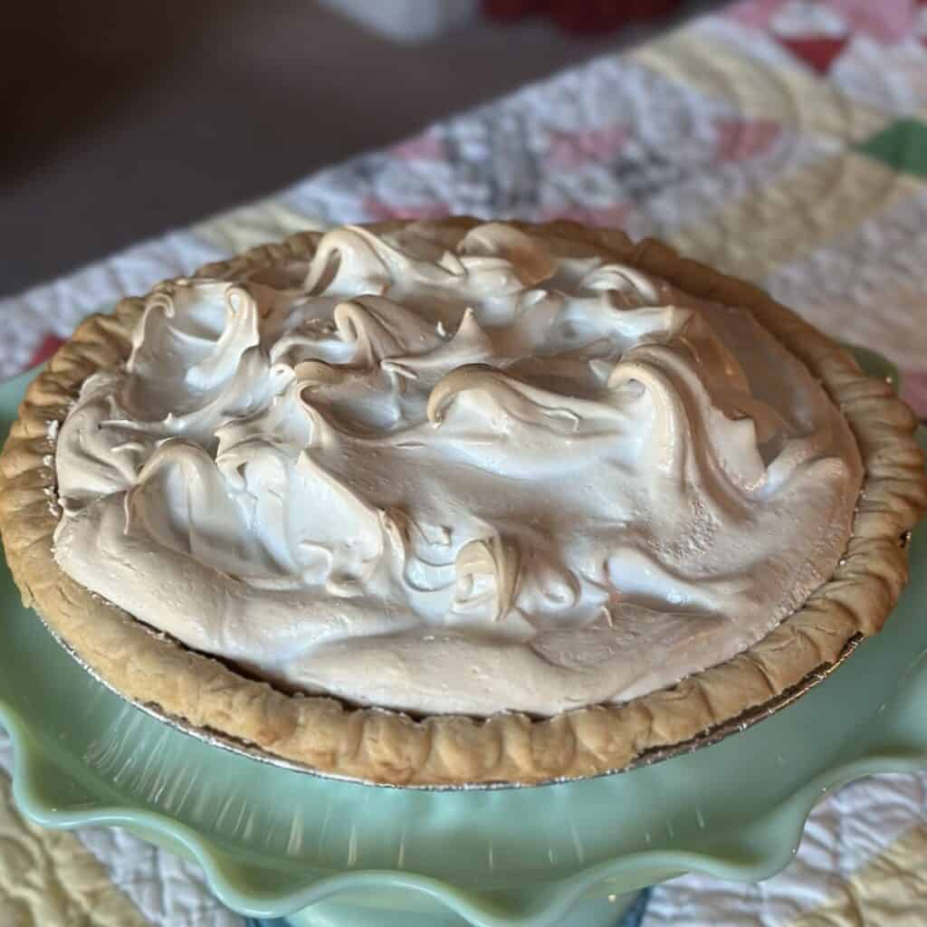 A chocolate meringue pie.