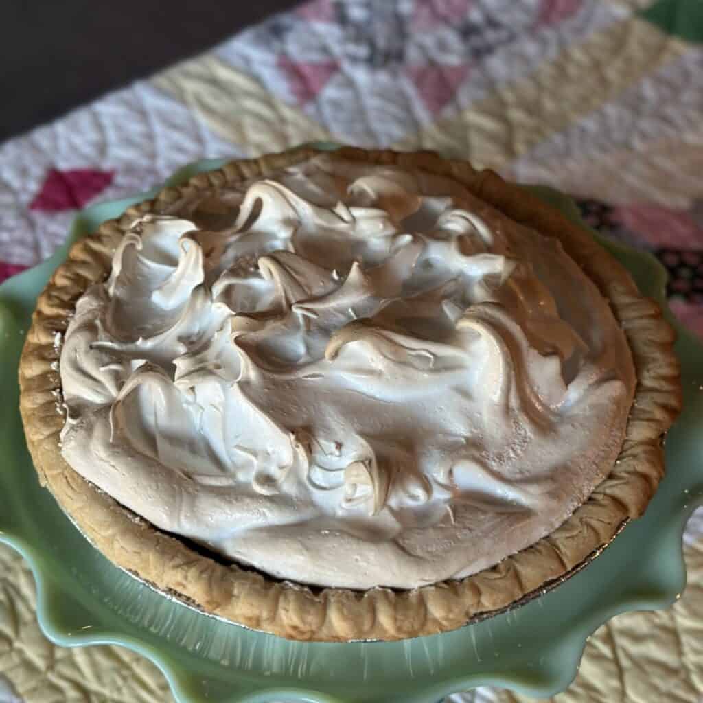 A chocolate meringue pie.