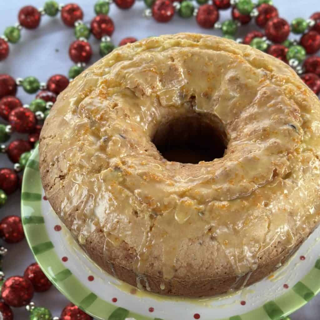 A baked cranberry orange pound cake.