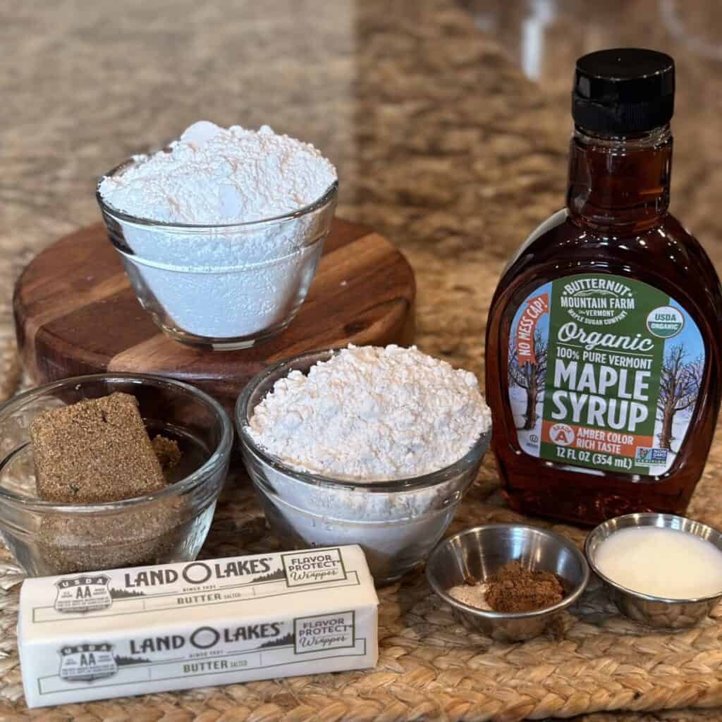 Ingredients for the glaze for pumpkin coffee cake.