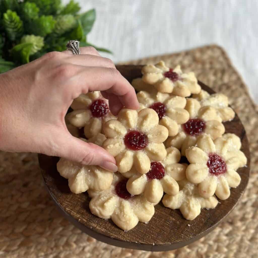 A plate of melt in your mouth shortbread cookies.