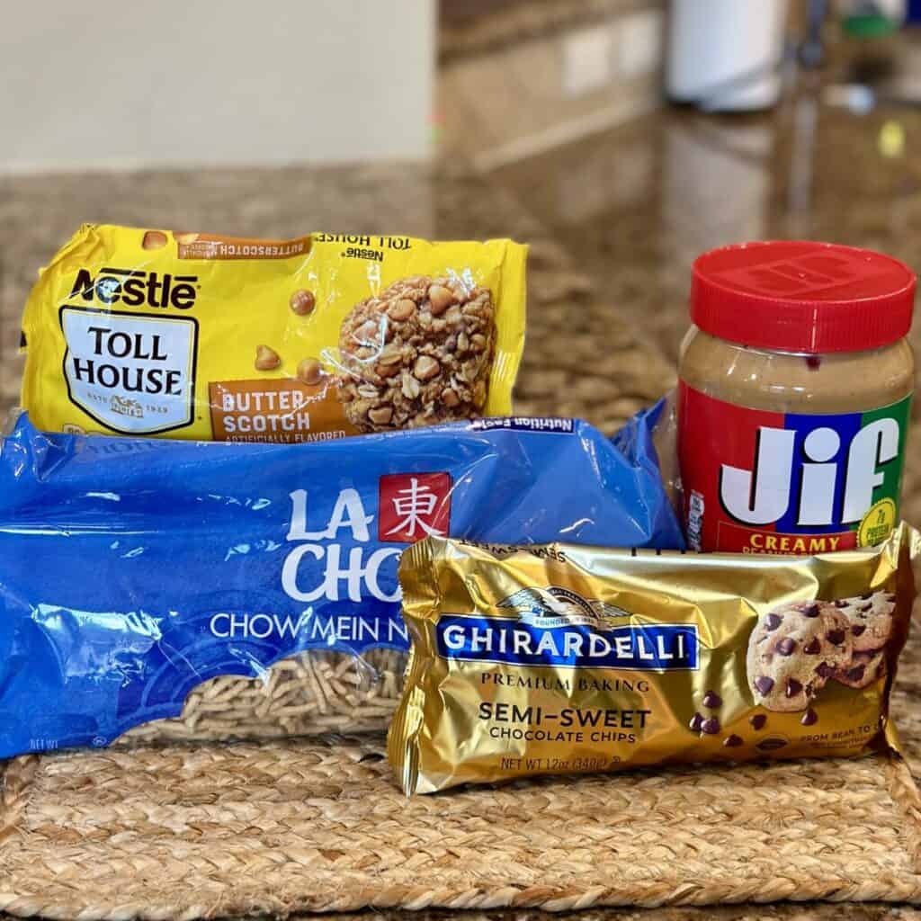 The ingredients to make haystack cookies.