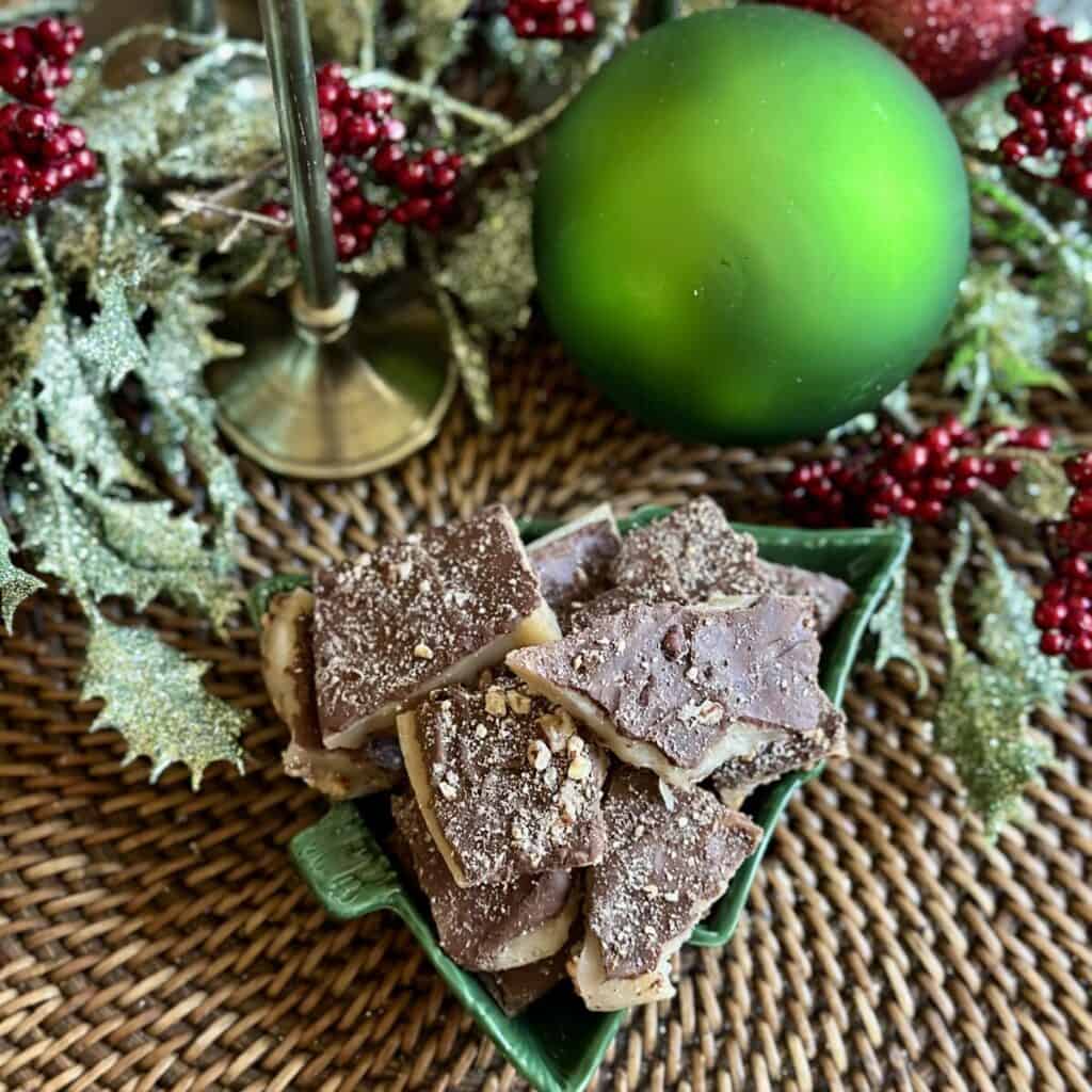 A plate of butter toffee.