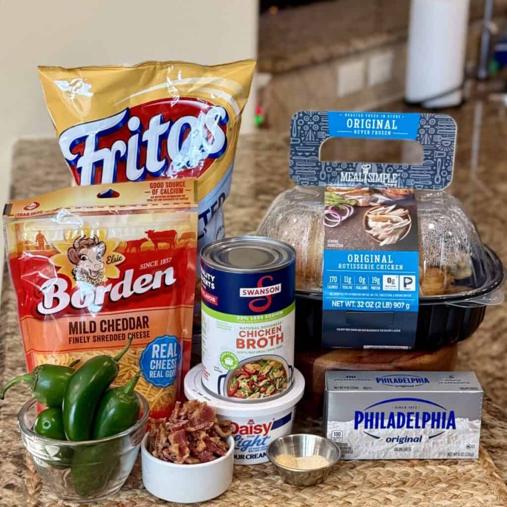 The ingredients to make jalapeño popper casserole.