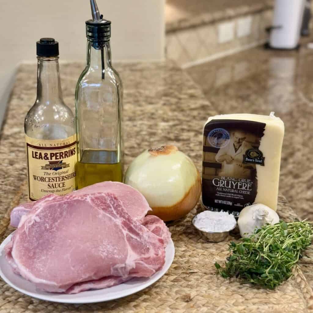 The ingredients to make French onion pork chops.